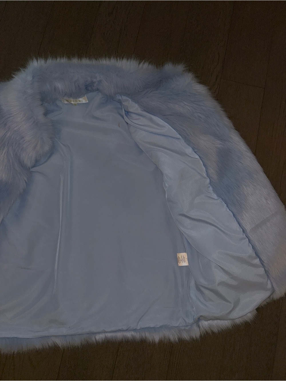 Light Blue Faux Fur Jacket - Picture 5 of 5